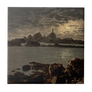 Corbiere Lighthouse II, Jersey, England Ceramic Tile