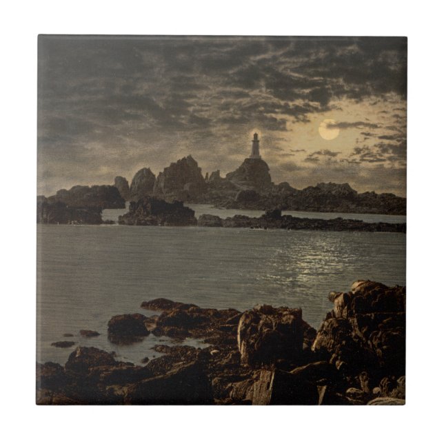 Corbiere Lighthouse II, Jersey, England Ceramic Tile (Front)