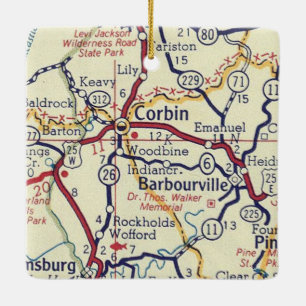 Corbin KY Vintage Map Ceramic Ornament