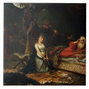 Cordelia and King Lear (oil on canvas) Ceramic Tile