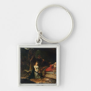 Cordelia and King Lear (oil on canvas) Key Ring