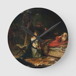 Cordelia and King Lear (oil on canvas) Round Clock