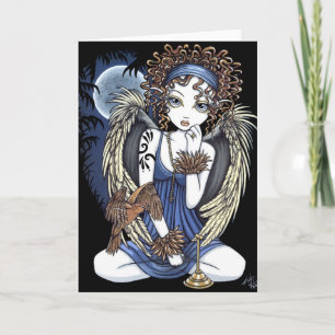 "Cordelia" Gothic Moon Oil Bird Angel Art Card