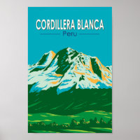 Cordillera Blanca Peru Travel Art Vintage