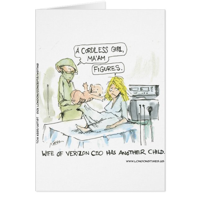 Cordless Baby Funny Cards Tees Mugs & Gifts (Front)