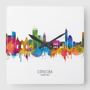 Córdoba Argentina Skyline Square Wall Clock