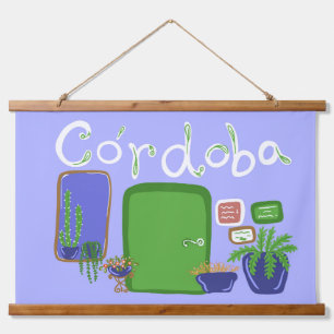 Córdoba flower pots in blue hanging tapestry