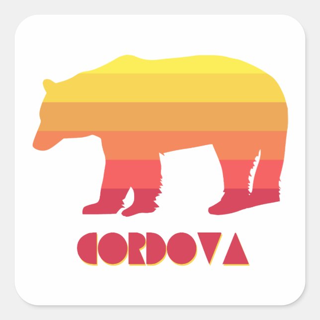 Cordova Alaska Rainbow Bear Square Sticker (Front)