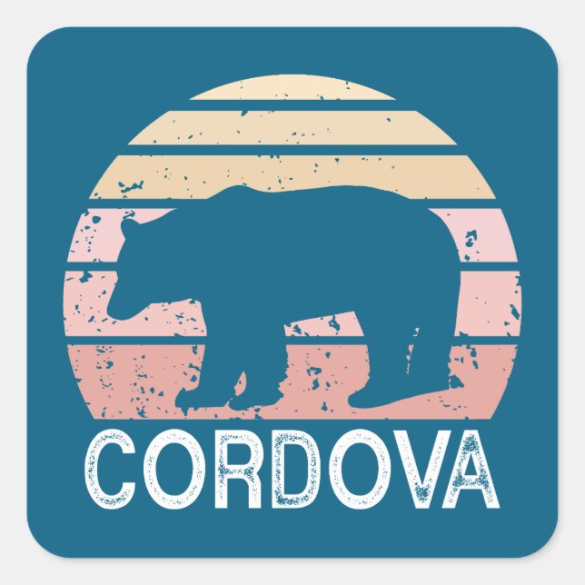 Cordova Alaska Retro Bear Square Sticker (Front)