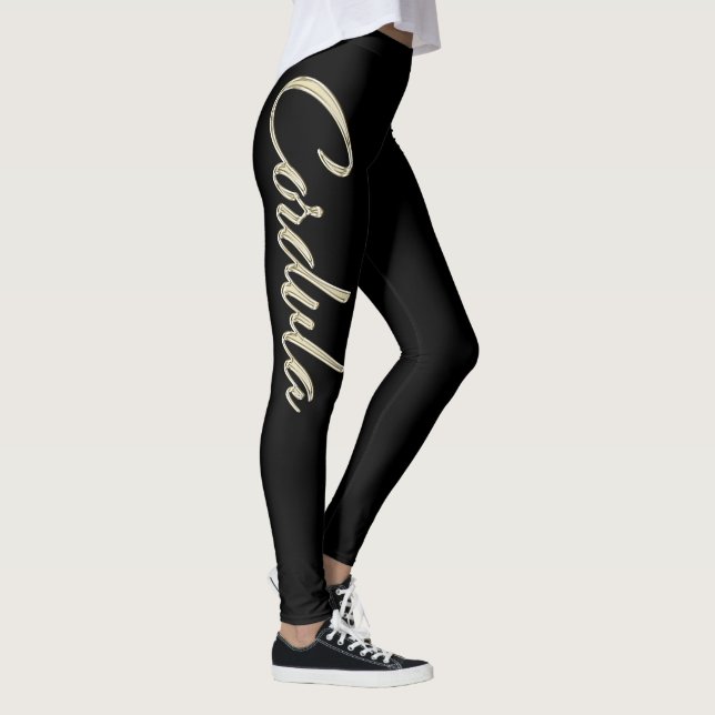 Cordula white gold Handwriting trousers Leggings (Right)