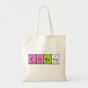 Corene periodic table name tote bag