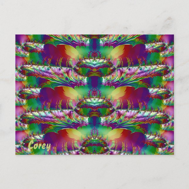 COREY ~ Glossy Postcard 3D Colourful Zany (Front)