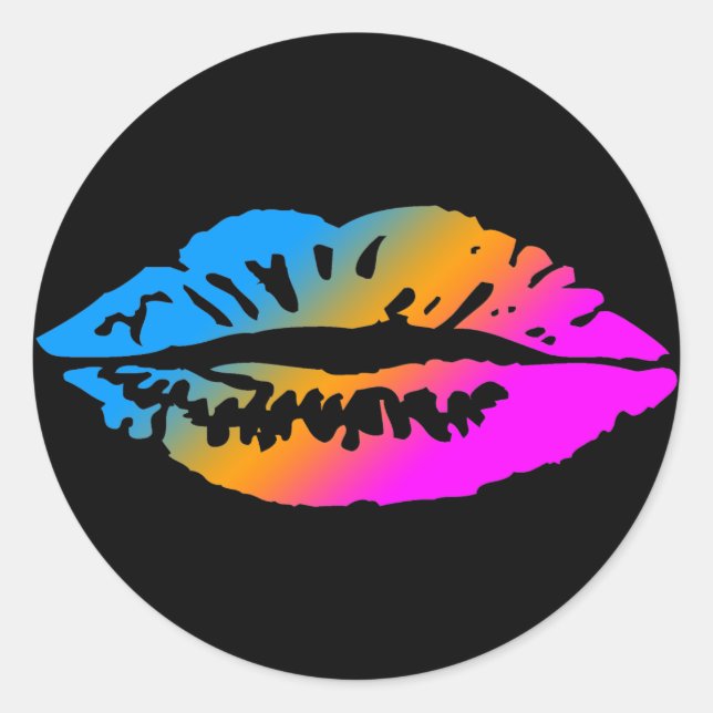 COREY TIGER 1980's RETRO LIPS MULTI COLOUR Classic Round Sticker (Front)