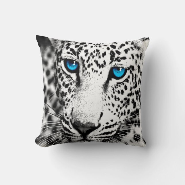 Corey Tiger 1980s Retro Snow Leopard Cushion (Front)