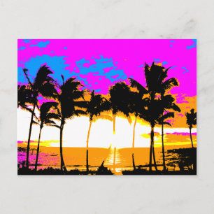 Corey Tiger 1980S Retro Vintage Palm Trees Sunset Postcard