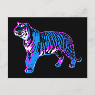 COREY TIGER 1980s RETRO VINTAGE WILD TIGER Postcard