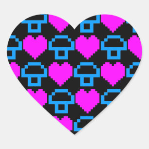 Corey Tiger 80s 8-bit Mushrooms Hearts Heart Sticker