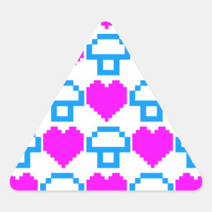 Corey Tiger 80s 8-bit Mushrooms Hearts Triangle Sticker