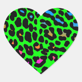Corey Tiger 80s Leopard Spots (Green) Heart Sticker