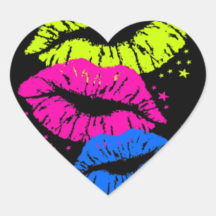 Corey Tiger 80s Lips & Stars Heart Sticker