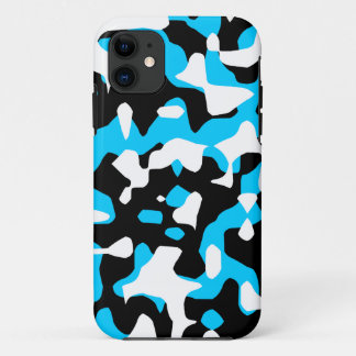 Corey Tiger 80s Neon Camouflage (Teal Blue Aqua) iPhone 11 Case
