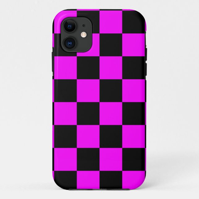 Corey Tiger 80s Neon Chequerboard (Fuschia Pink) Case-Mate iPhone Case (Back)