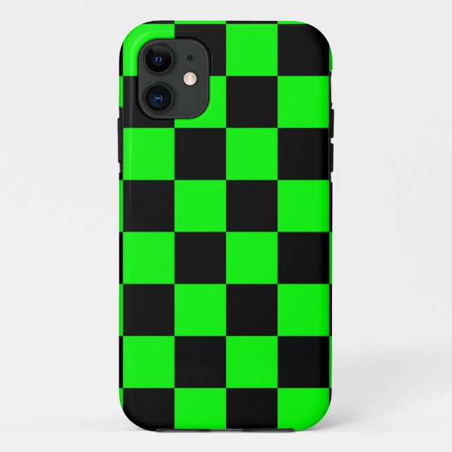 Corey Tiger 80s Neon Chequerboard (Green) Case-Mate iPhone Case (Back)