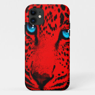 Corey Tiger 80s Neon Leopard Face (Red) iPhone 11 Case