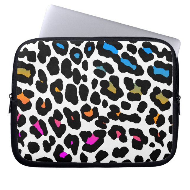 Corey Tiger 80s Neon Leopard Print Laptop Sleeve (Front)