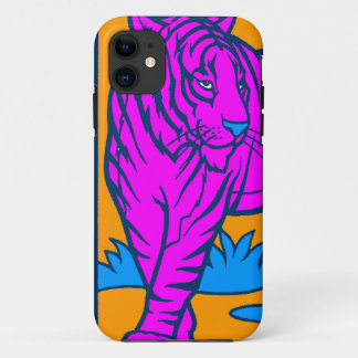 Corey Tiger 80s Neon Tiger (Pink) iPhone 11 Case