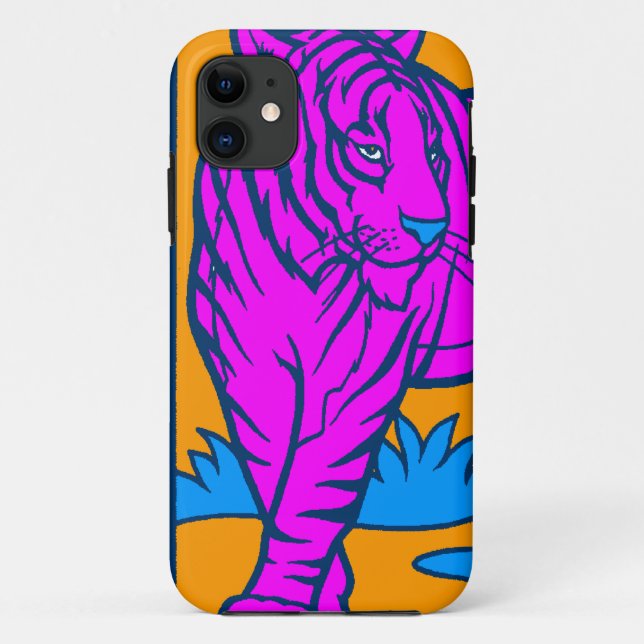 Corey Tiger 80s Neon Tiger (Pink) Case-Mate iPhone Case (Back)