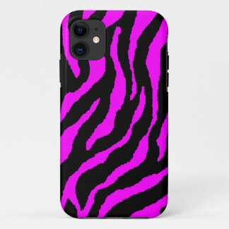 Corey Tiger 80s Neon Tiger Stripes (Fuschia Pink) iPhone 11 Case
