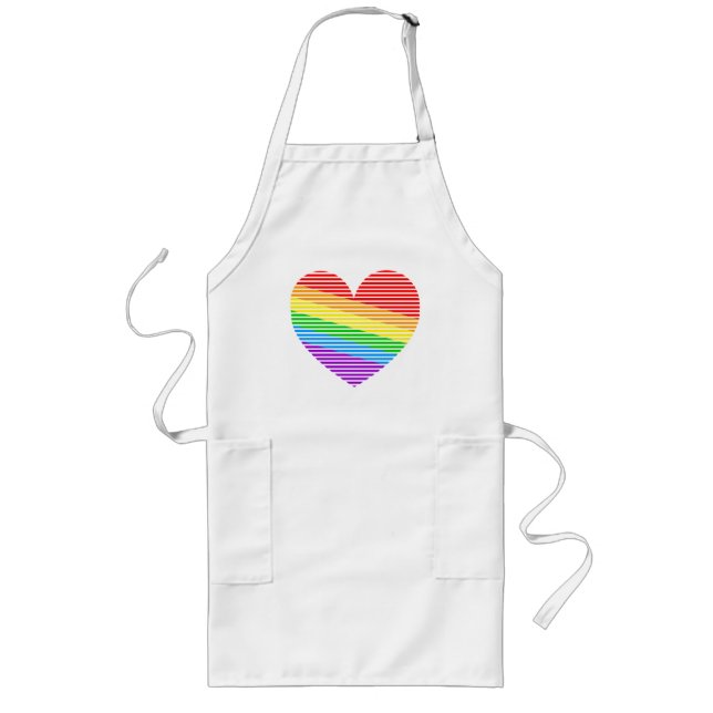 Corey Tiger 80s Rainbow Stripe Heart Long Apron (Front)