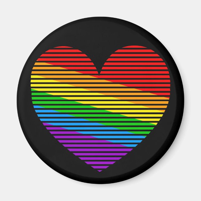 Corey Tiger 80s Rainbow Stripe Heart Magnet (Front)
