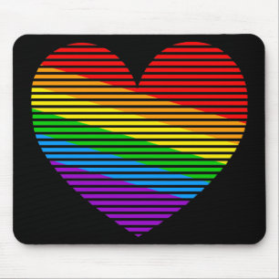Corey Tiger 80s Rainbow Stripe Heart Mousepad