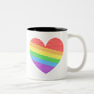 Corey Tiger 80s Rainbow Stripe Heart Mug