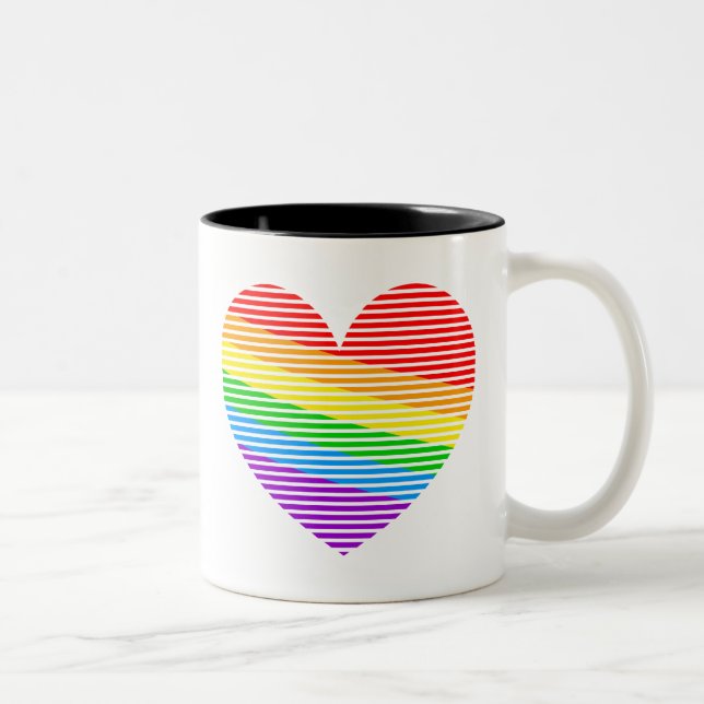 Corey Tiger 80s Rainbow Stripe Heart Mug (Right)