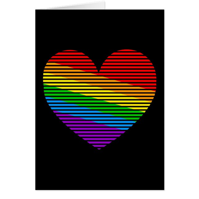 Corey Tiger 80s Rainbow Stripe Heart Note Cards (Front)