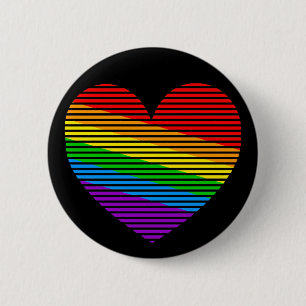 Corey Tiger 80s Rainbow Stripe Heart Pin