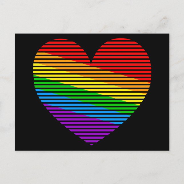 Corey Tiger 80s Rainbow Stripe Heart Postcard (Front)