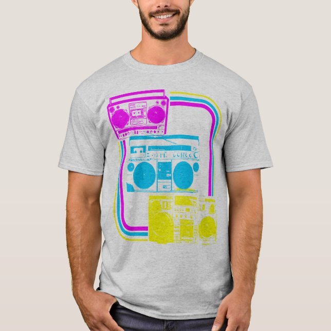 Corey Tiger 80s Retro Boombox Radio T-Shirt (Front)