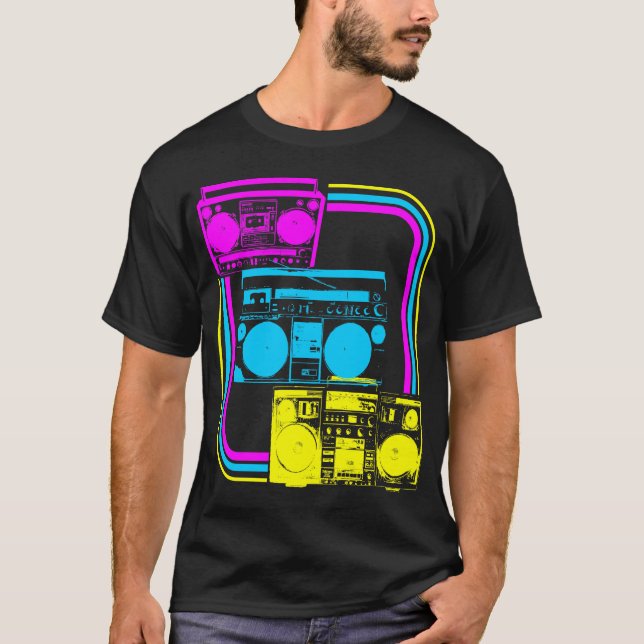 Corey Tiger 80s Retro Boombox Radio T-Shirt (Front)