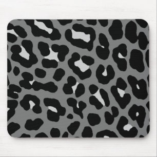 Corey Tiger 80s Retro Grey Leopard Print Mousepad