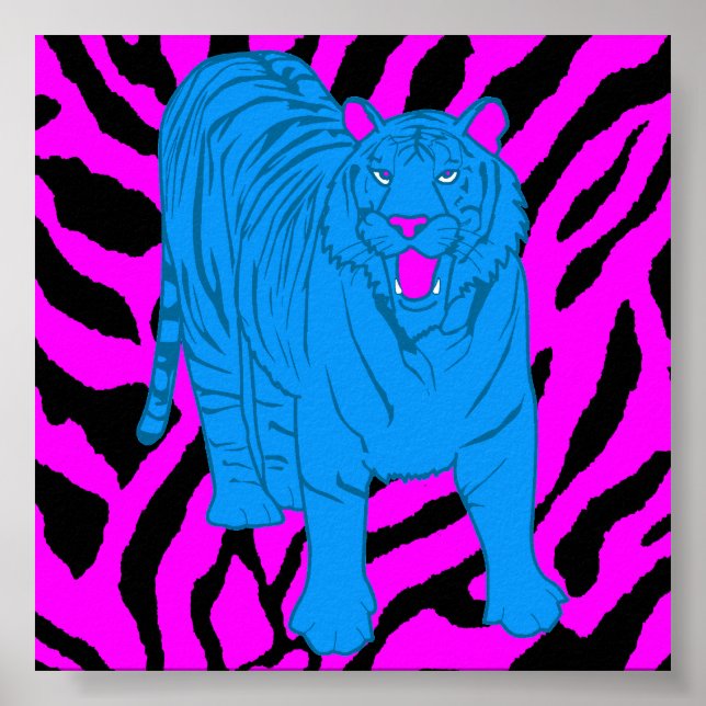 Corey Tiger 80s Retro Growling Tiger Poster (Front)