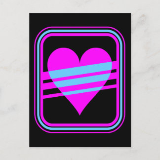 Corey Tiger 80s Retro Heart & Stripes Postcard