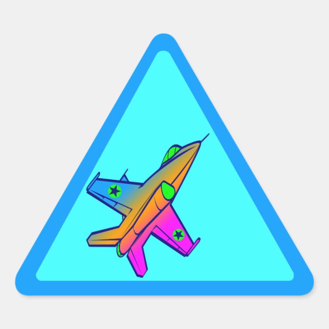 Corey Tiger 80s Retro Jet Fighter Plane Triangle Sticker (Front)