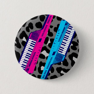 Corey Tiger 80's Retro Keytar Leopard Print 6 Cm Round Badge