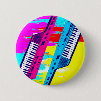 Corey Tiger 80's Retro Keytar Paint Drip 6 Cm Round Badge