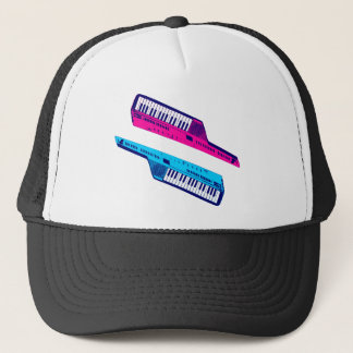 Corey Tiger 80's Retro Keytar Pink & Blue Trucker Hat