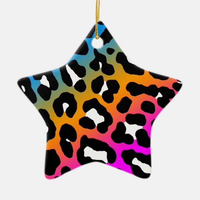 Corey Tiger 80s Retro Leopard Print Star Ornament (Front)